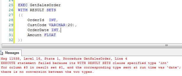 WITH RESULT SETS option 